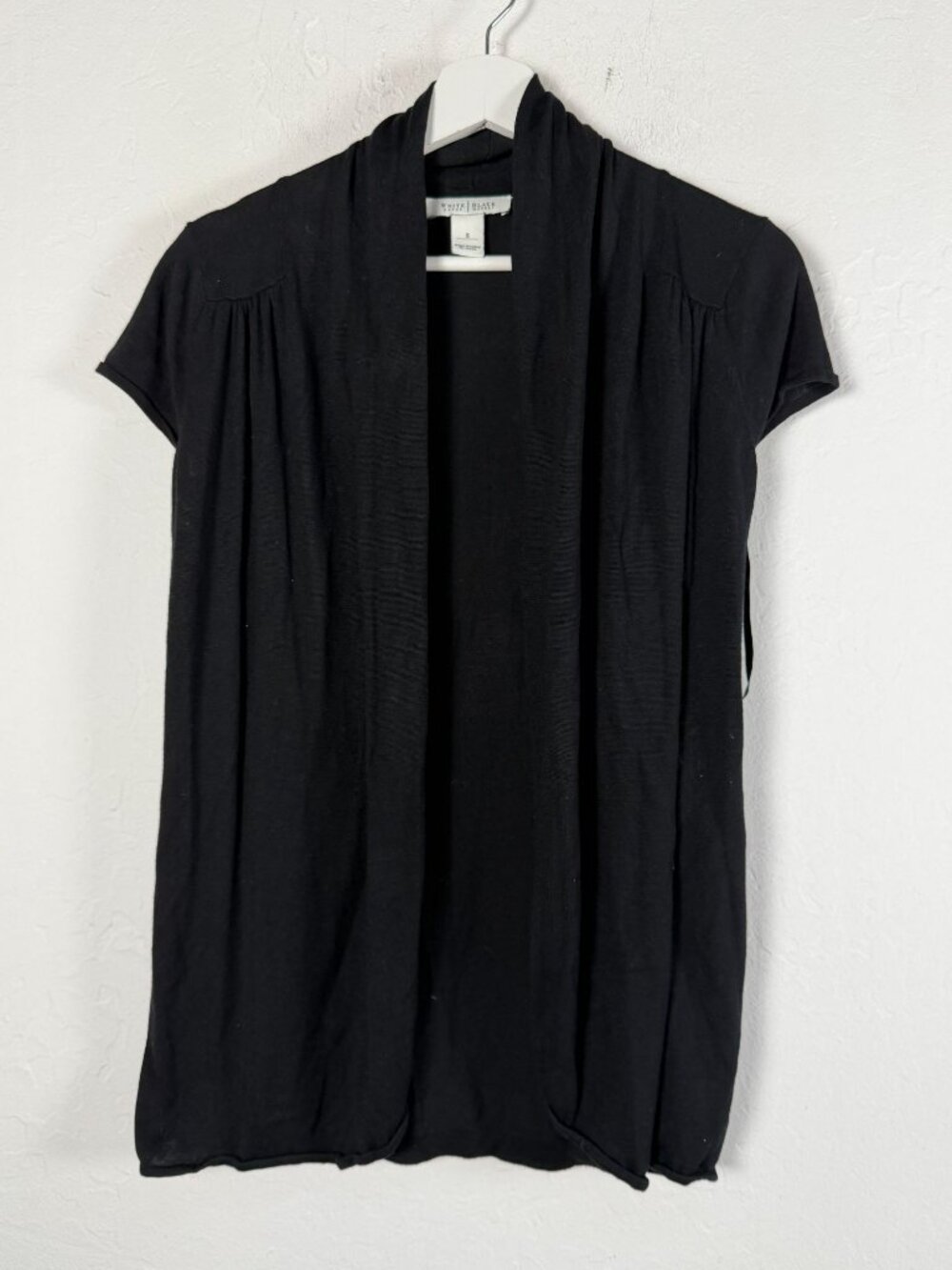 White House Black Market Silk Open Front Short Sleeve Cardigan Sweater Medium